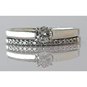 14K WG 2 Piece Wedding Set, Sz: 7, 4.6g